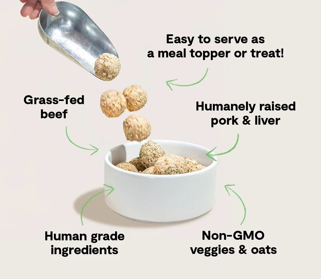 Grass-Fed Beef & Pork Freshly Crafted Meatballs for Dogs