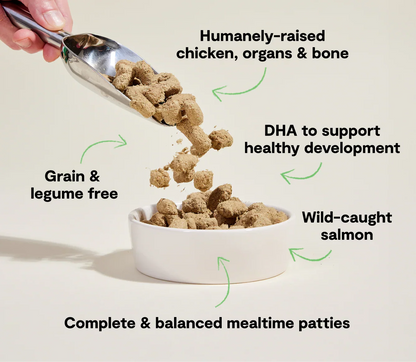 Chicken & Salmon Freeze Dried Raw Patties for Puppies