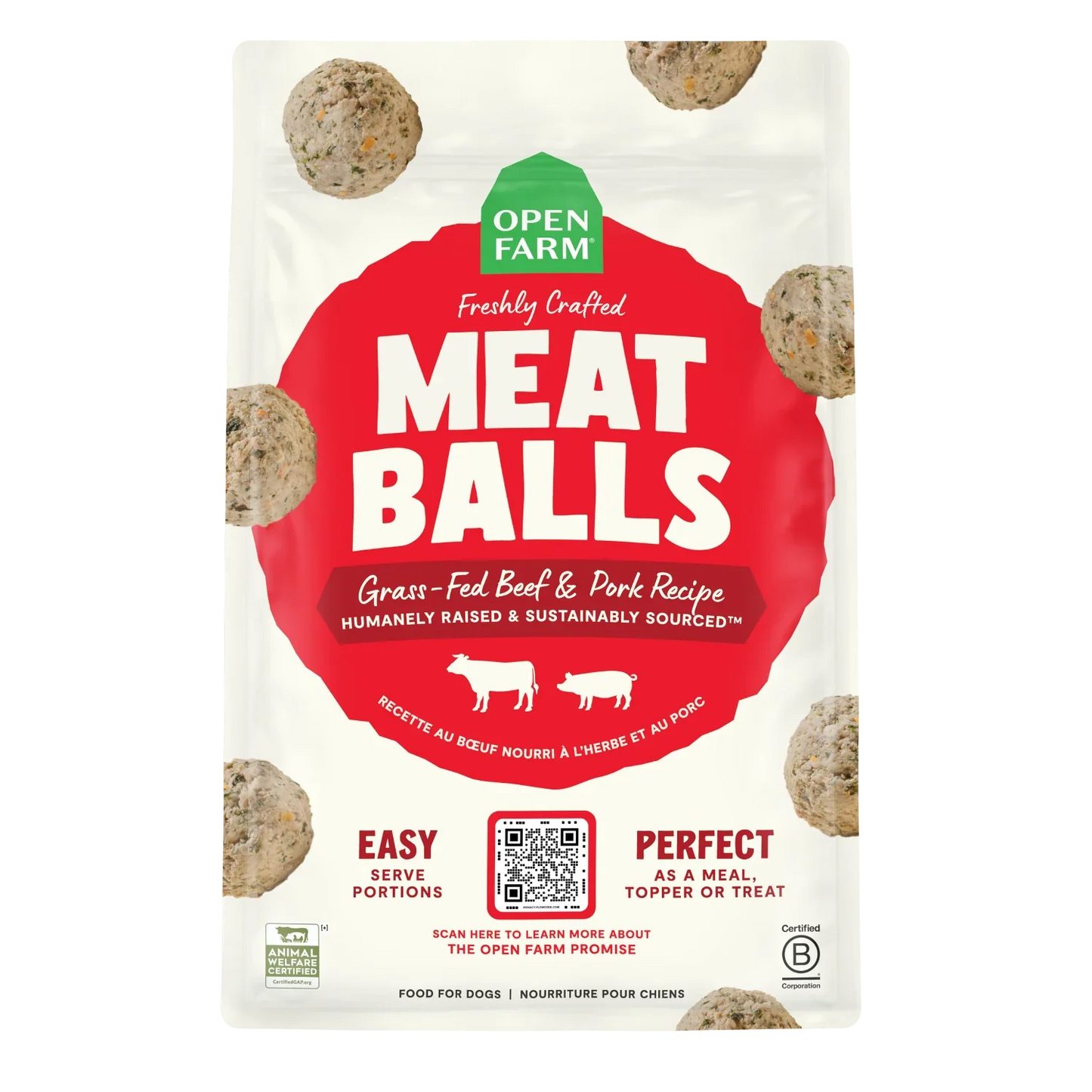 Grass-Fed Beef & Pork Freshly Crafted Meatballs for Dogs