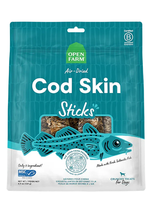 Icelandic Air-Dried Cod Skins Dog Treat Sticks